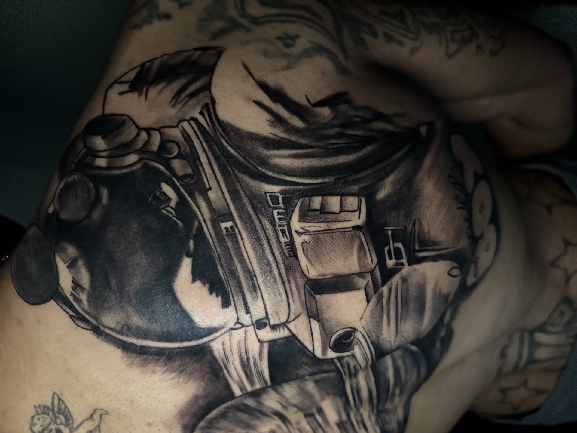 3D + Black & Grey astronaut tattoo on Upper Back by Redtats on TattMe