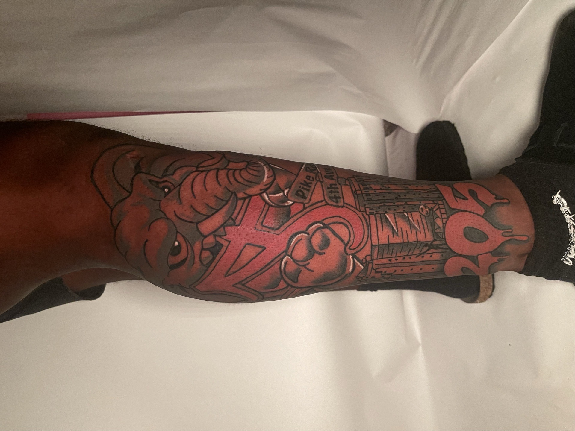 Color + Illustrative elephant tattoo on Shin by splattedby_BG on TattMe