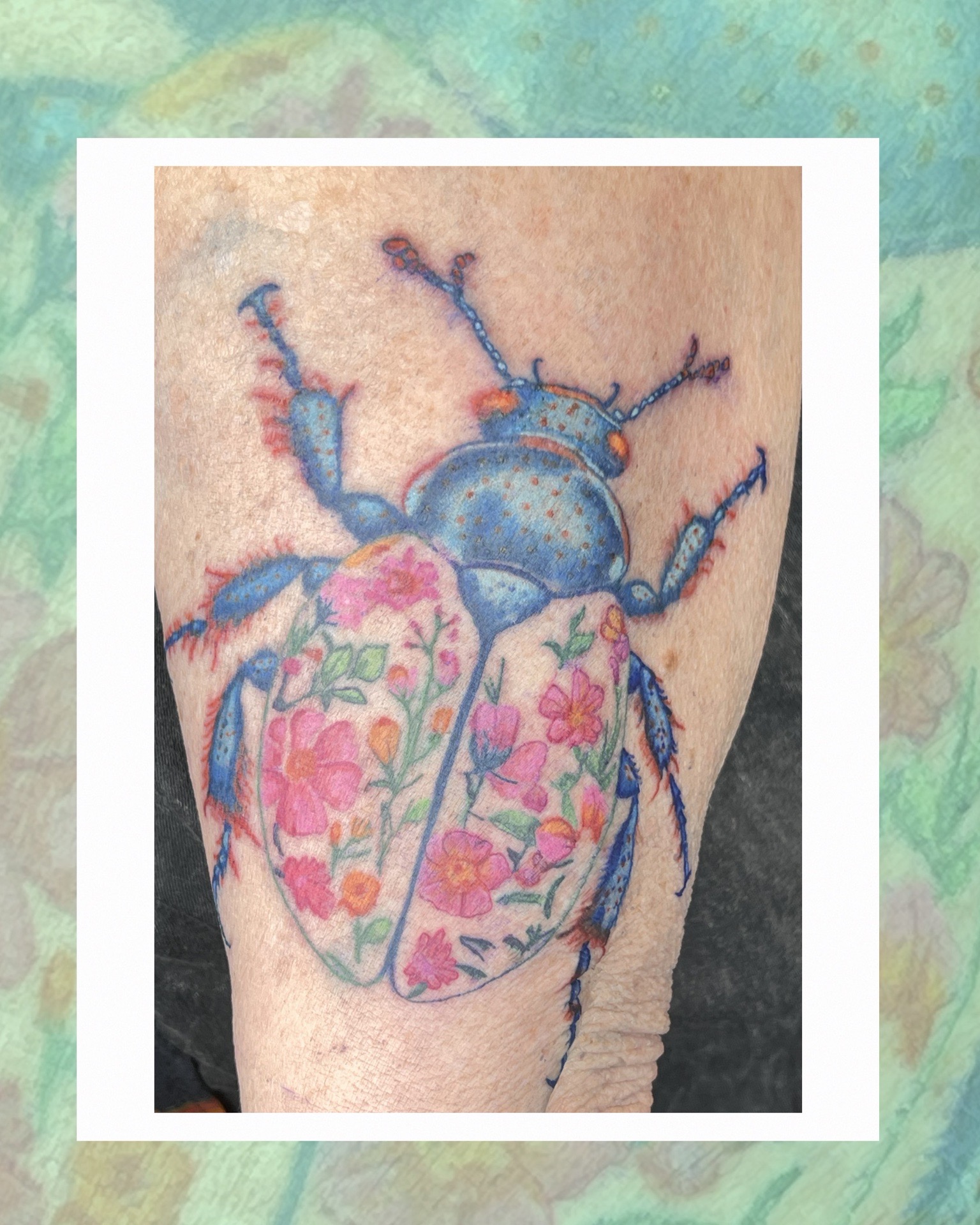 Color + Illustrative beetle tattoo on Upper Arm by Kiwi on TattMe
