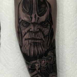 Black & Grey + Pop Culture thanos portrait tattoo on Forearm by Tattoos_By_Danny_Cruz on TattMe