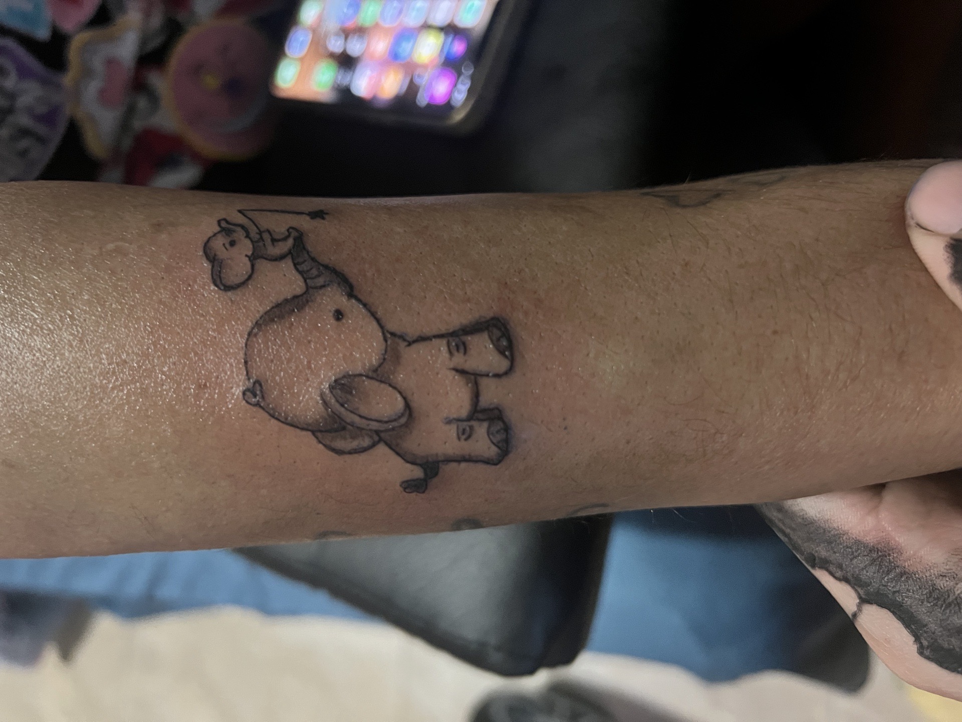 Black & Grey + Cartoon elephants tattoo by Gifted_j_ on TattMe