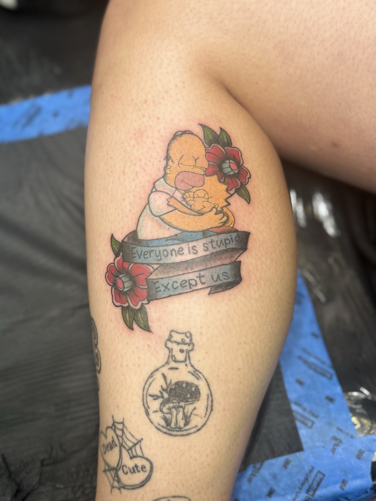 Cartoon + Pop Culture homer simpson tattoo on Calf by needleworks_tattoo_studio on TattMe