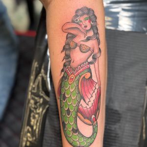 American Traditional mermaid tattoo by needleworks_tattoo_studio on TattMe