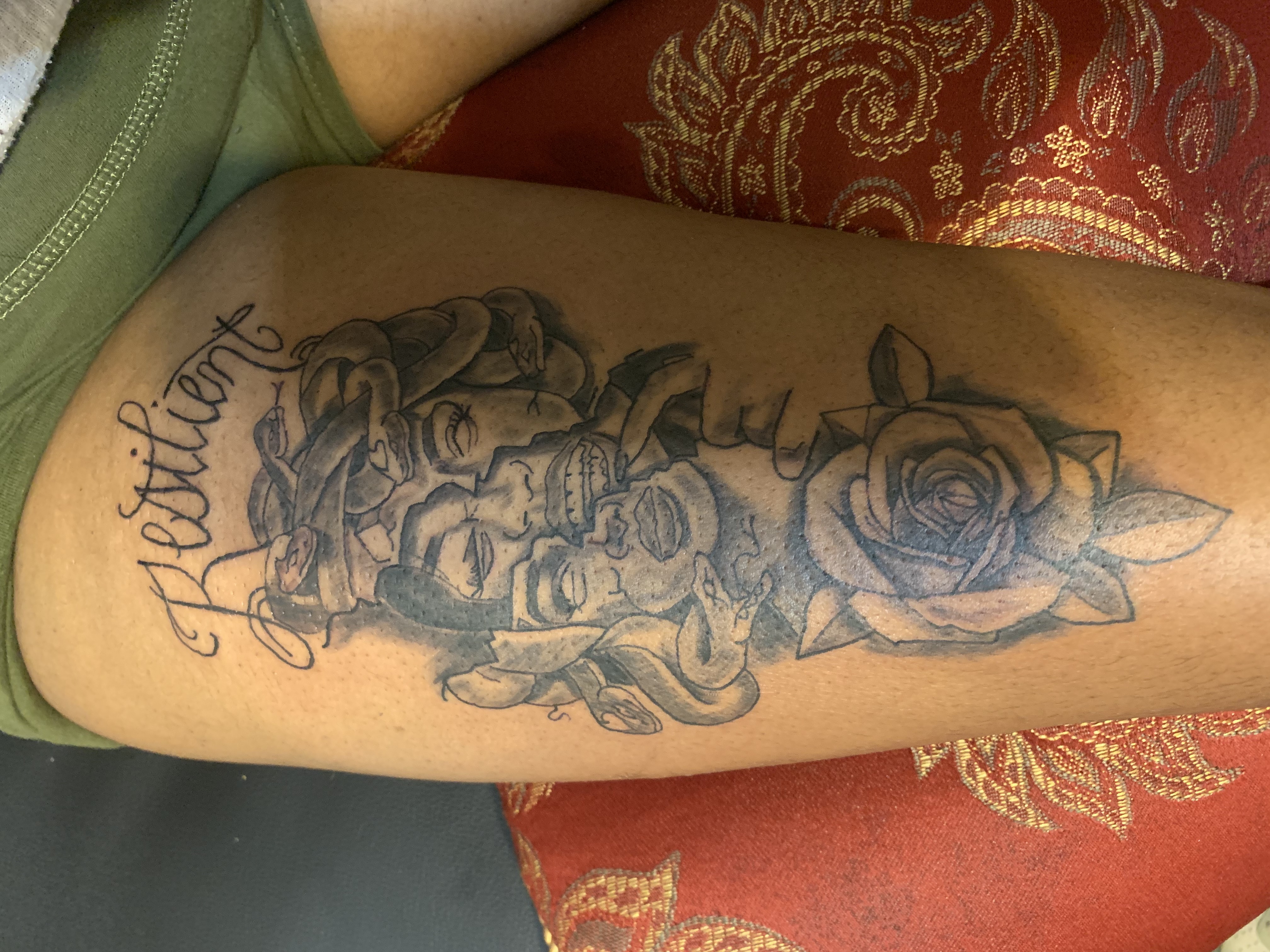 Black & Grey Medusa tattoo on Thigh by Prophesa_ink on TattMe