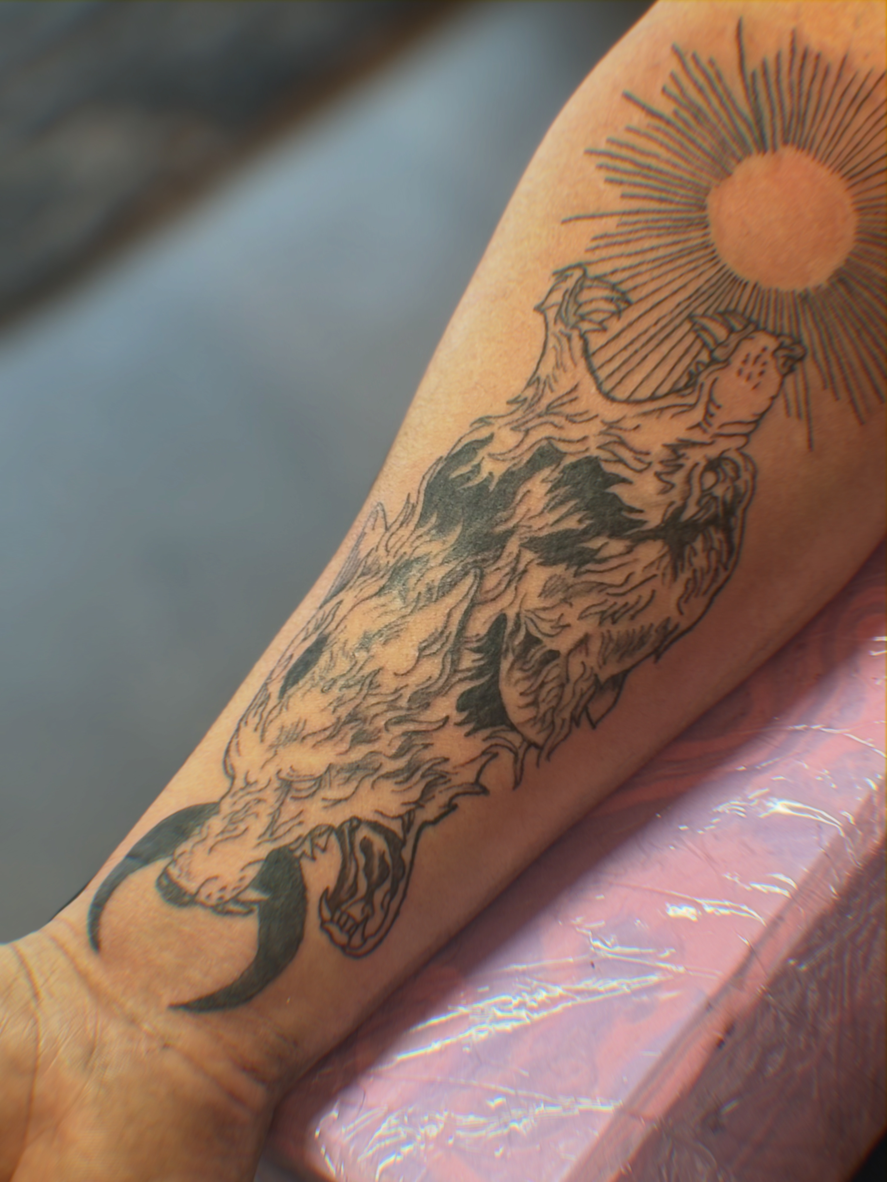Neo-Traditional wolf tattoo on Forearm by Prophesa_ink on TattMe