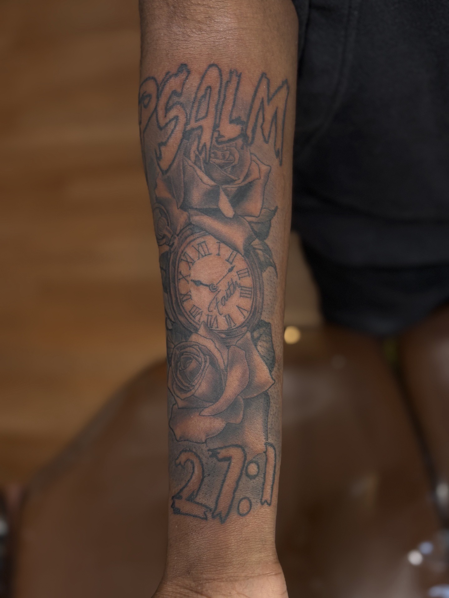 Black & Grey + Floral roses tattoo on Forearm by tattoogoonz on TattMe