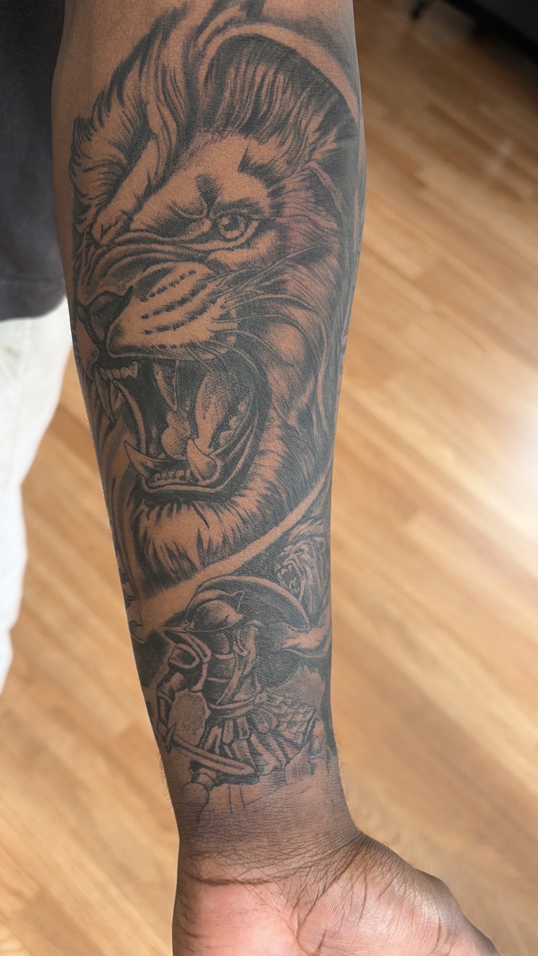 Black & Grey + Realism lion tattoo on Forearm by tattoogoonz on TattMe