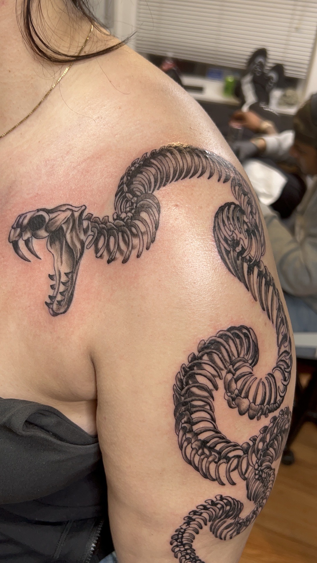 Black & Grey + Illustrative snake tattoo on Shoulder by tattoogoonz on TattMe