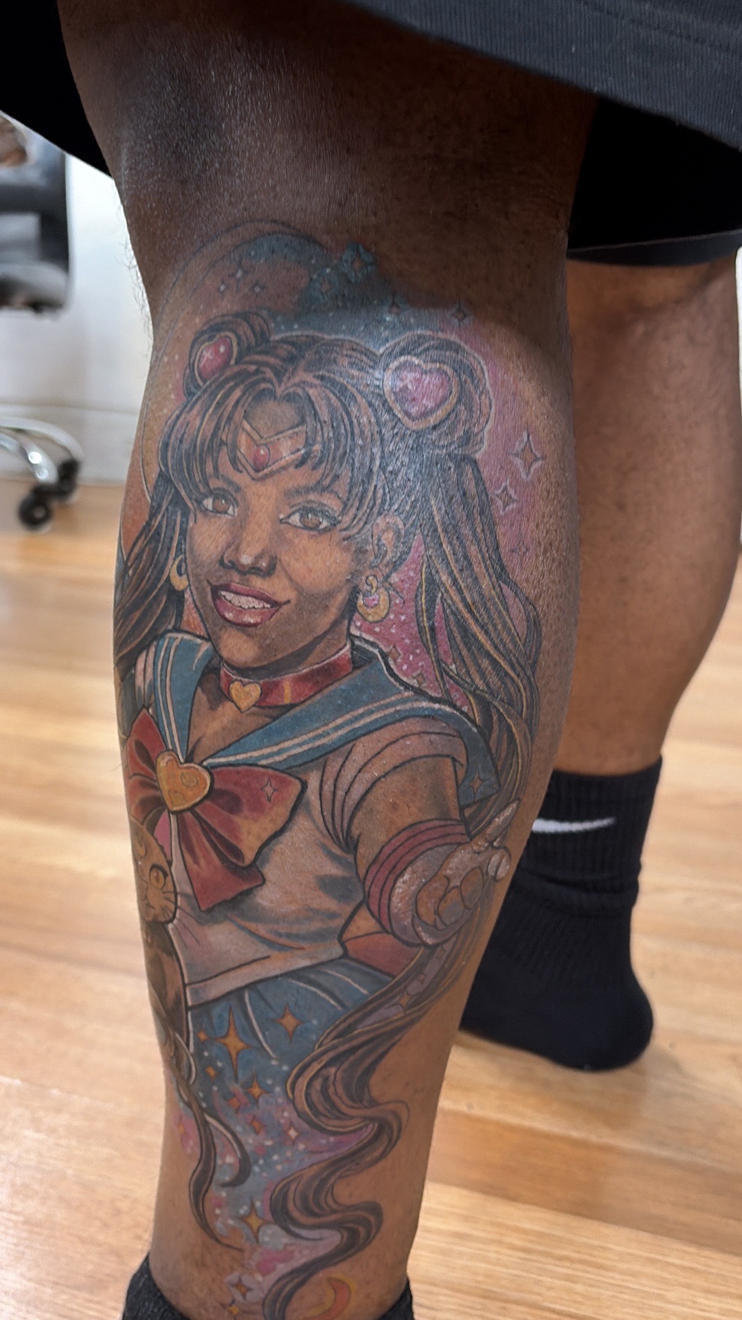 Anime + New School character tattoo on Calf by tattoogoonz on TattMe