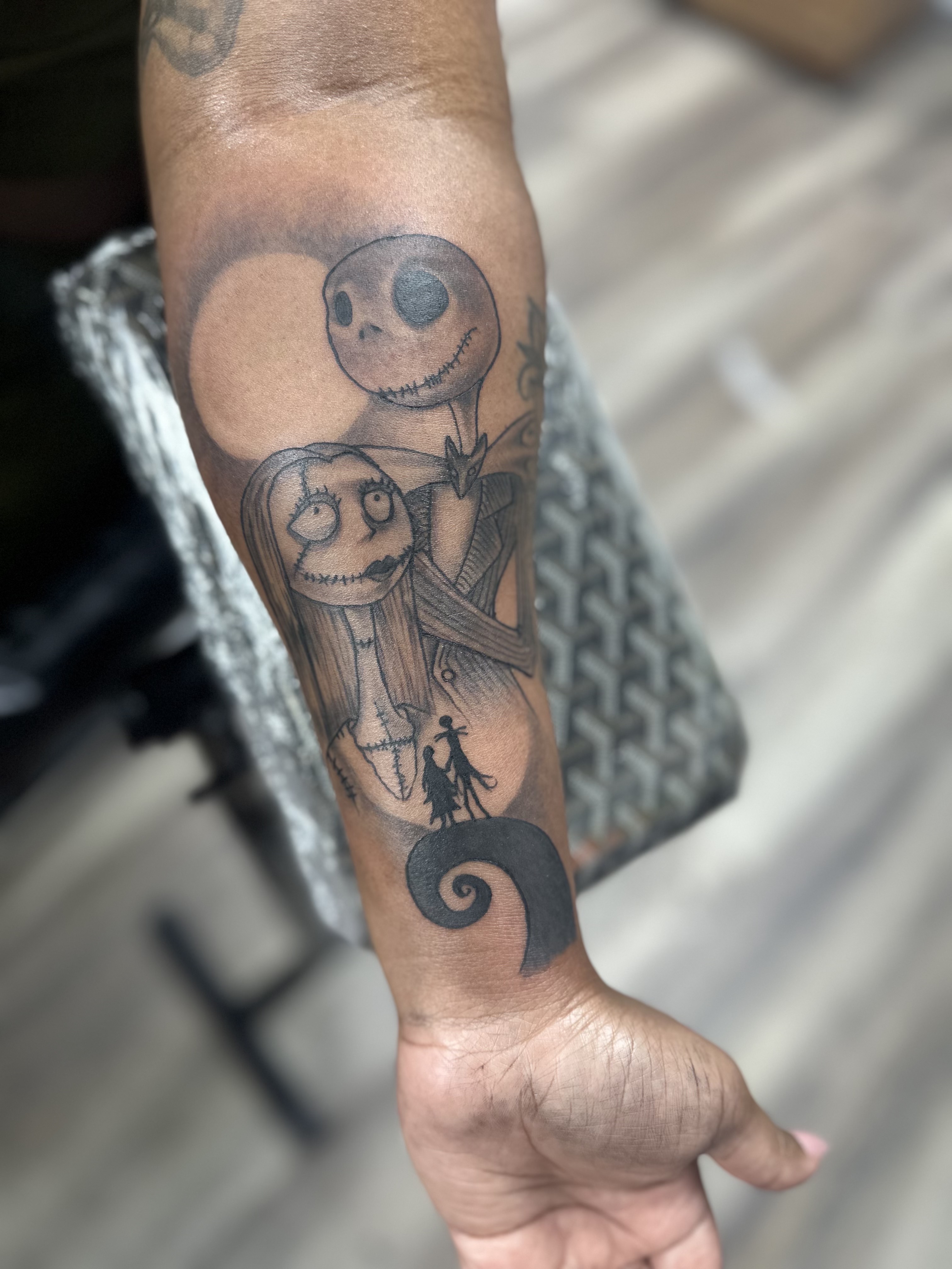 Cartoon Jack Skellington tattoo on Forearm by LameDoingTatts on TattMe