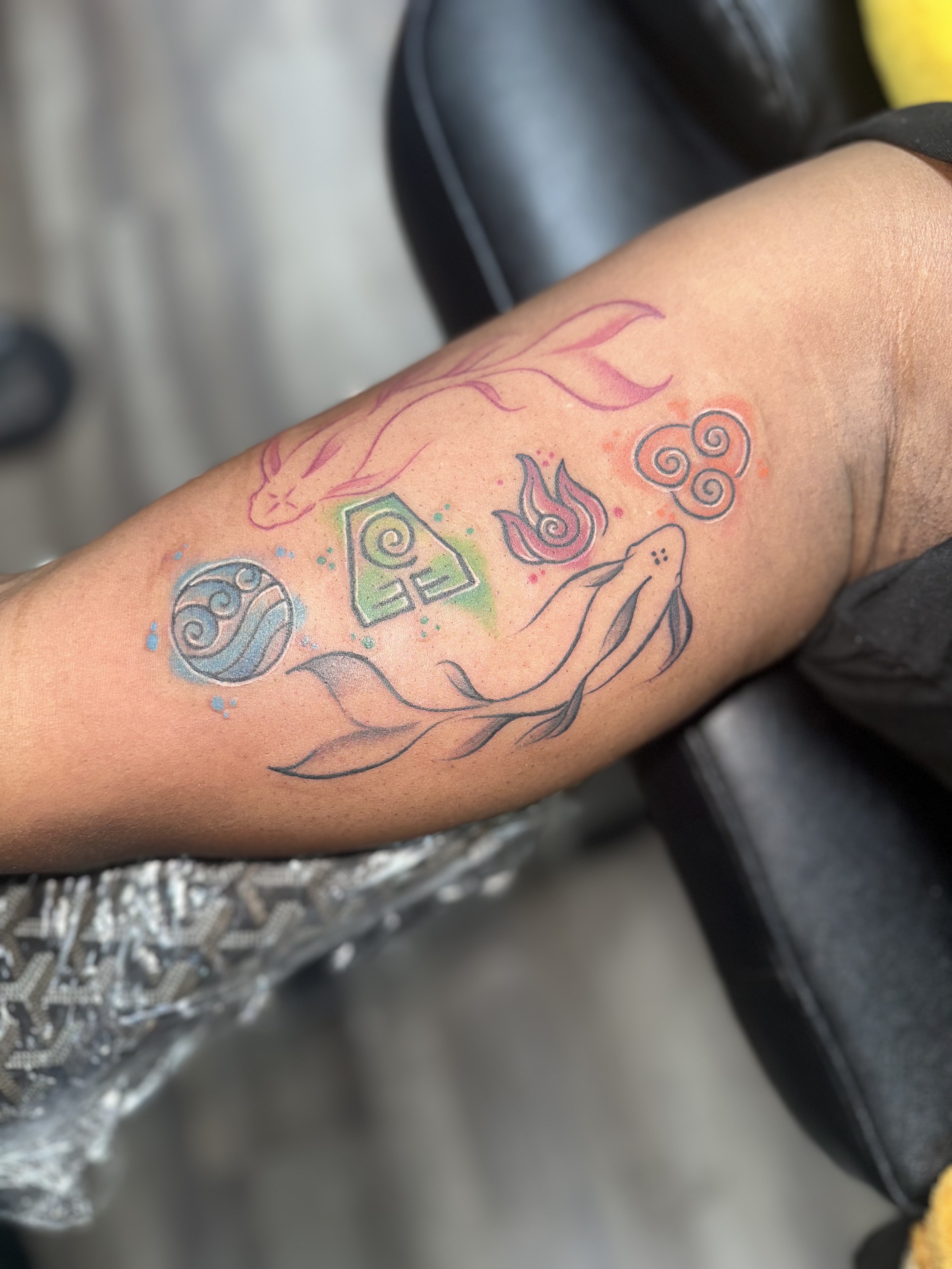 Line-work + Color fish tattoo on Upper Arm by LameDoingTatts on TattMe