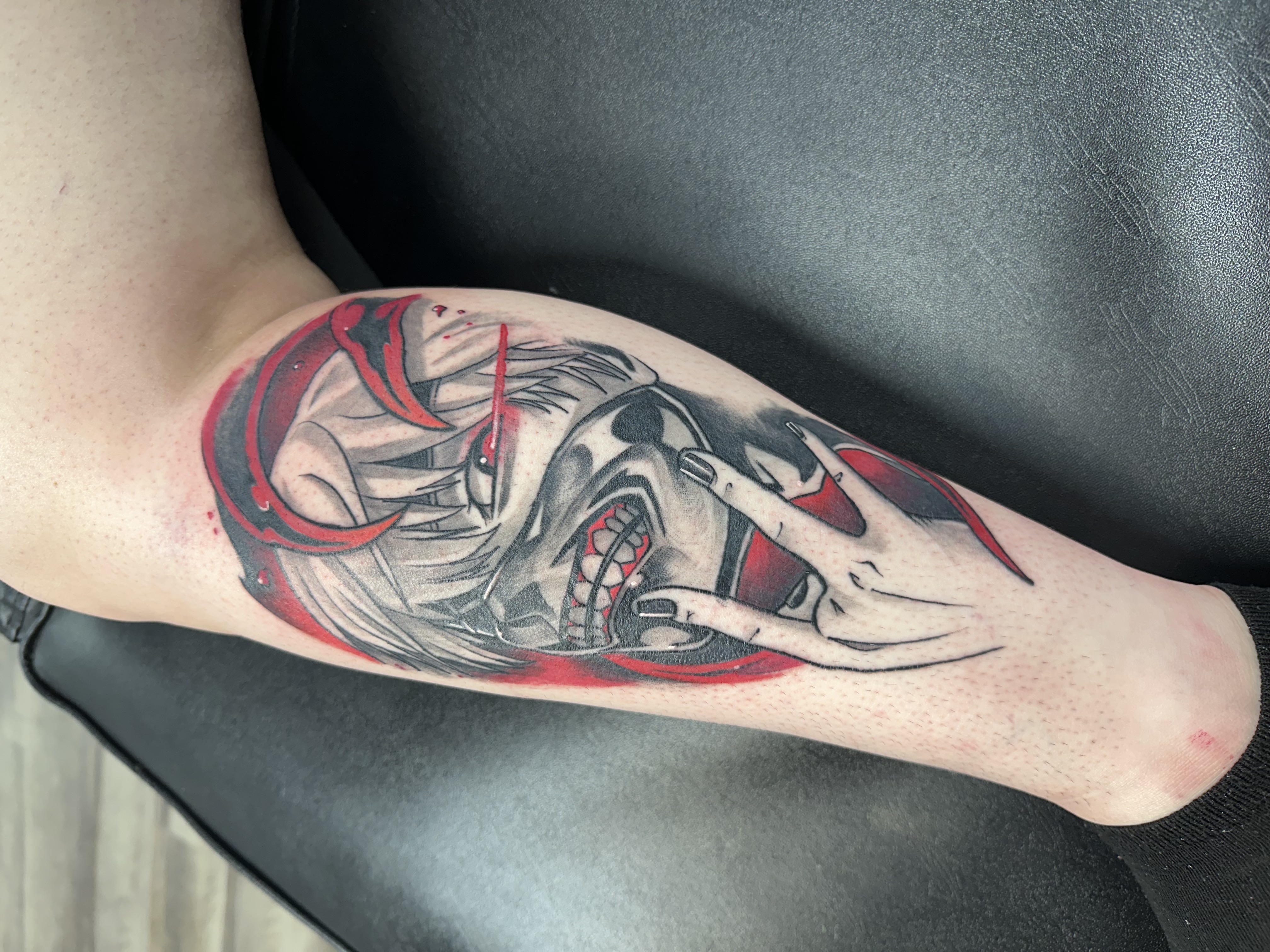 Anime + Illustrative character tattoo on Calf by LameDoingTatts on TattMe