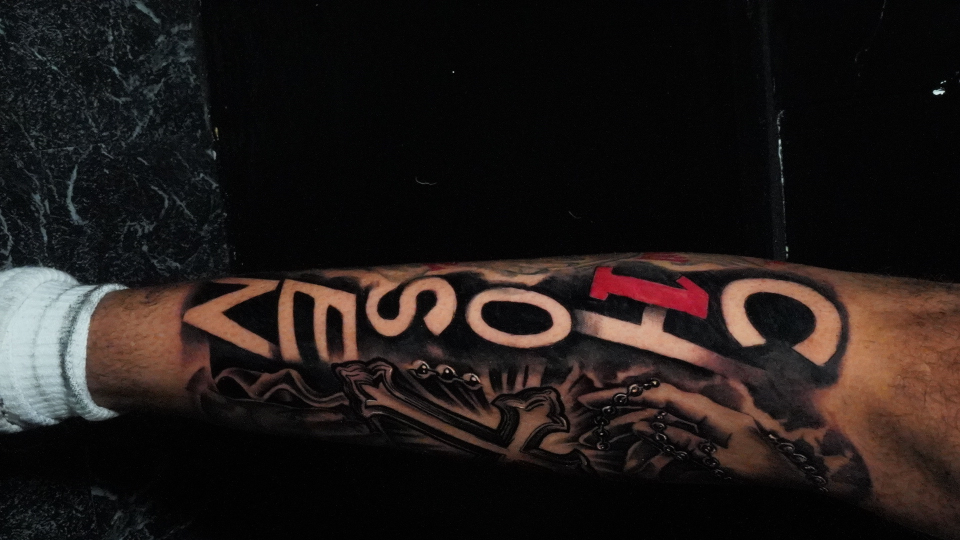 Lettering + Black & Grey word tattoo on Calf by TATMANERC on TattMe