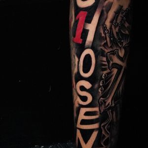 Lettering + Black & Grey word tattoo on Calf by TATMANERC on TattMe