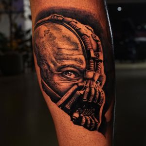 Realism + Black & Grey bane tattoo on Calf by TATMANERC on TattMe