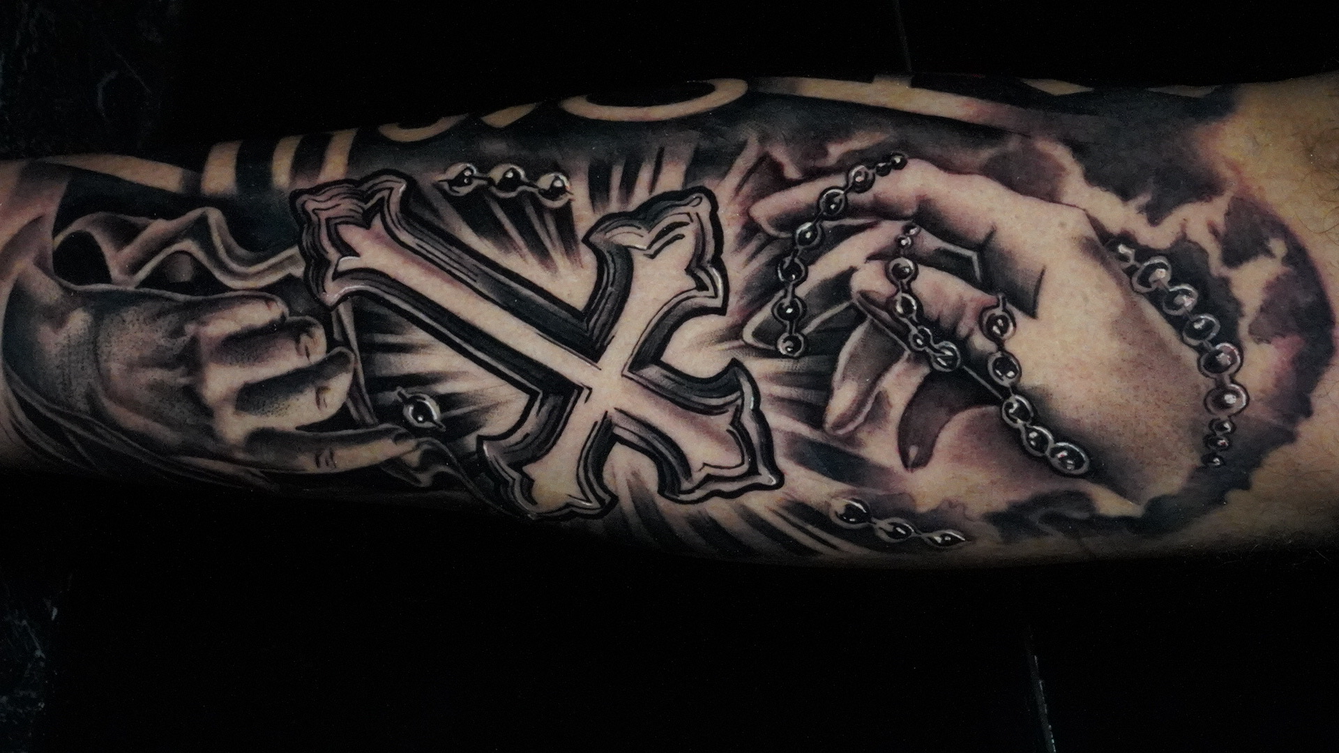 Black & Grey + Realism hands tattoo on Forearm by TATMANERC on TattMe