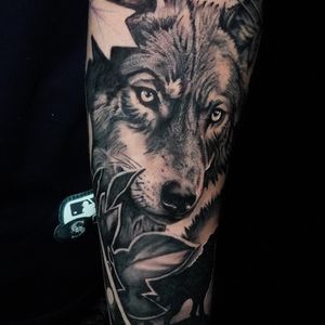 Realism + Surrealism wolf tattoo on Forearm by TATMANERC on TattMe