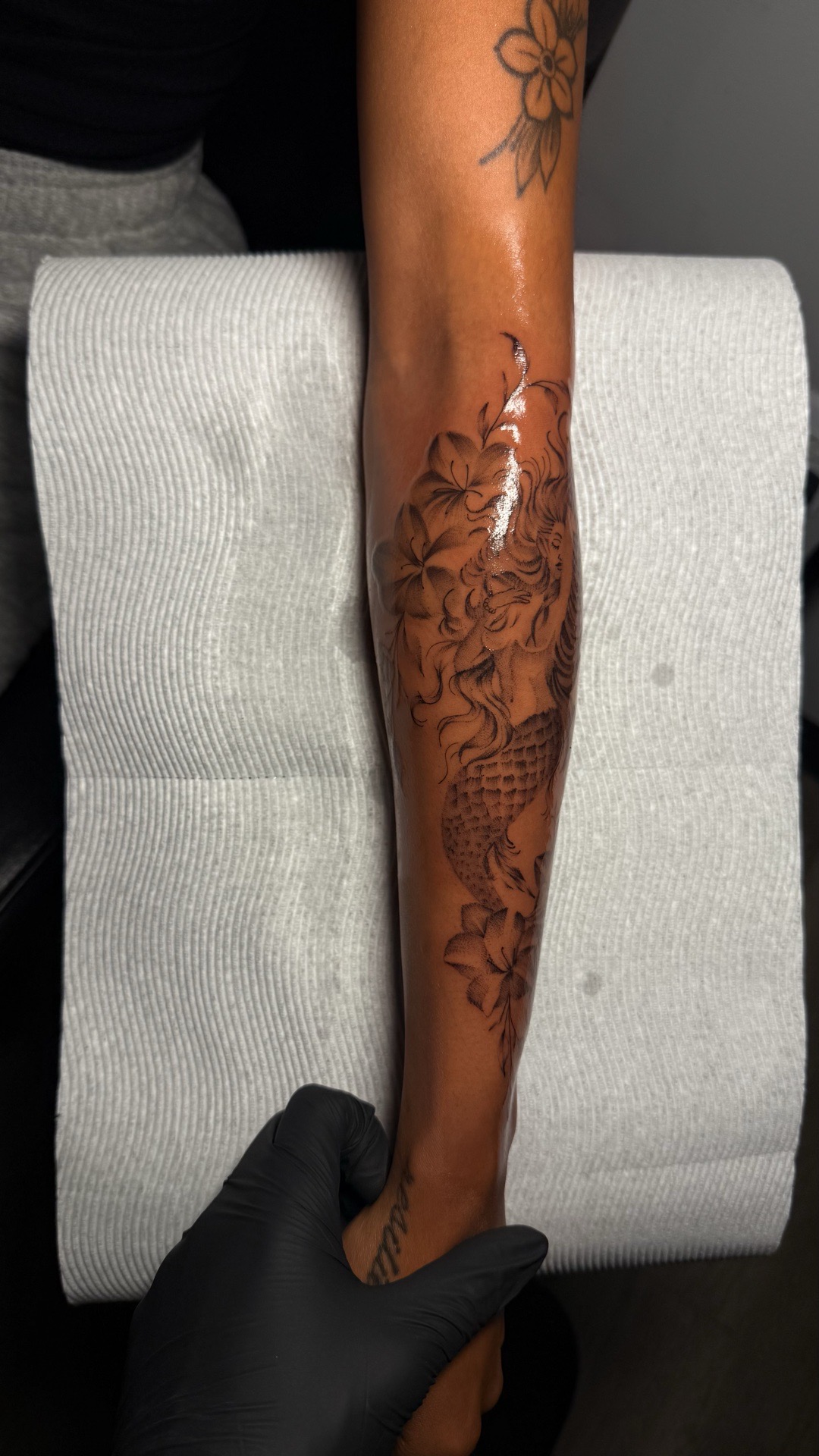 Fine Line + Black & Grey mermaid tattoo on Forearm by tattoo.banditt on TattMe