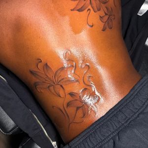 Floral + Black & Grey flowers tattoo on Upper Back by tattoo.banditt on TattMe