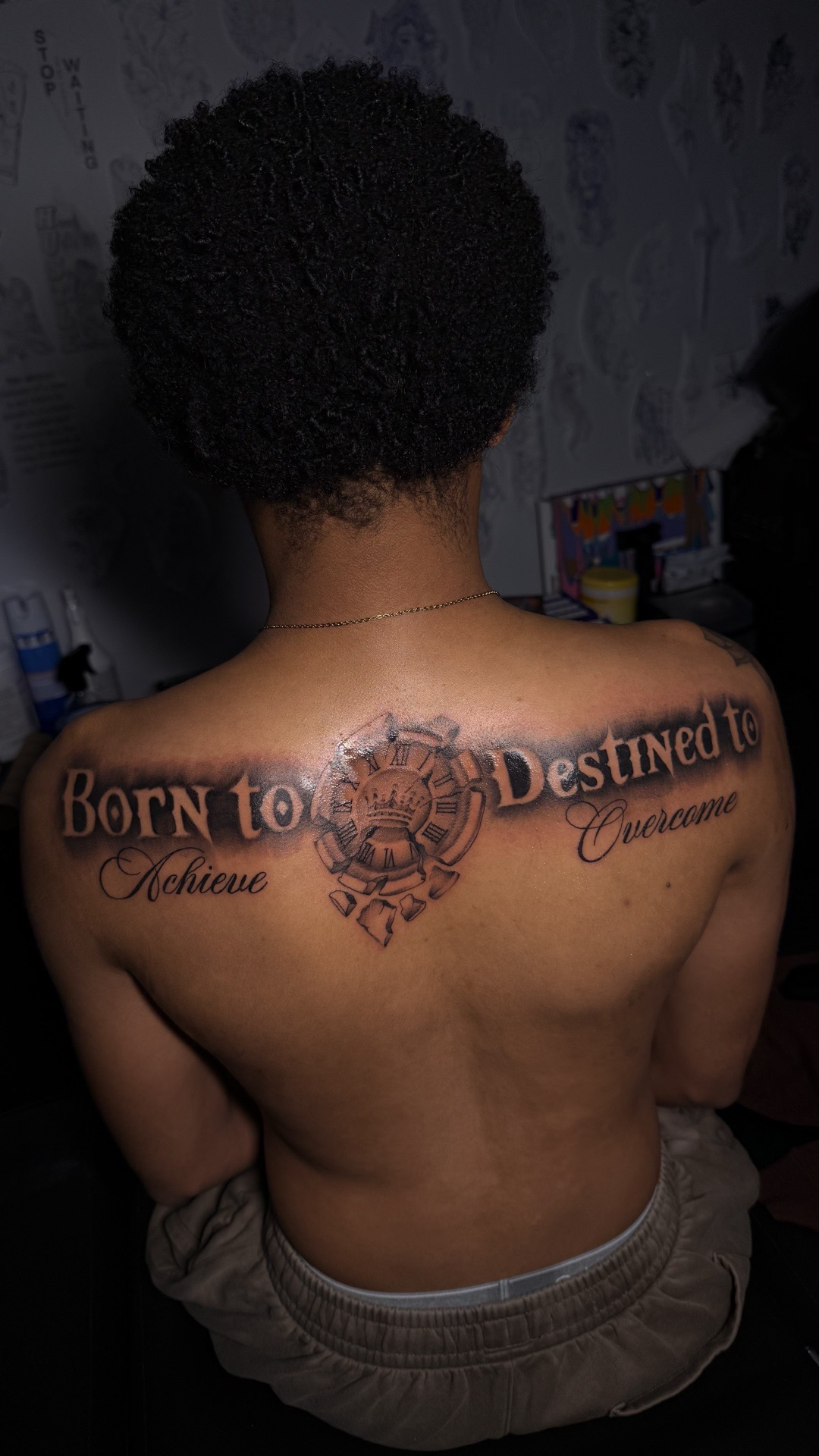 Lettering + Script script tattoo on Upper Back by tattoo.banditt on TattMe
