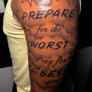 Lettering + Script text tattoo on Upper Arm by tattoo.banditt on TattMe