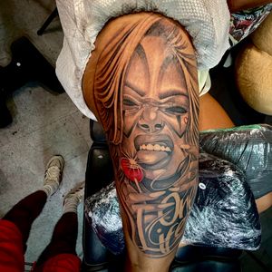 Black & Grey + Chicano woman tattoo on Half Sleeve by 100inkz on TattMe