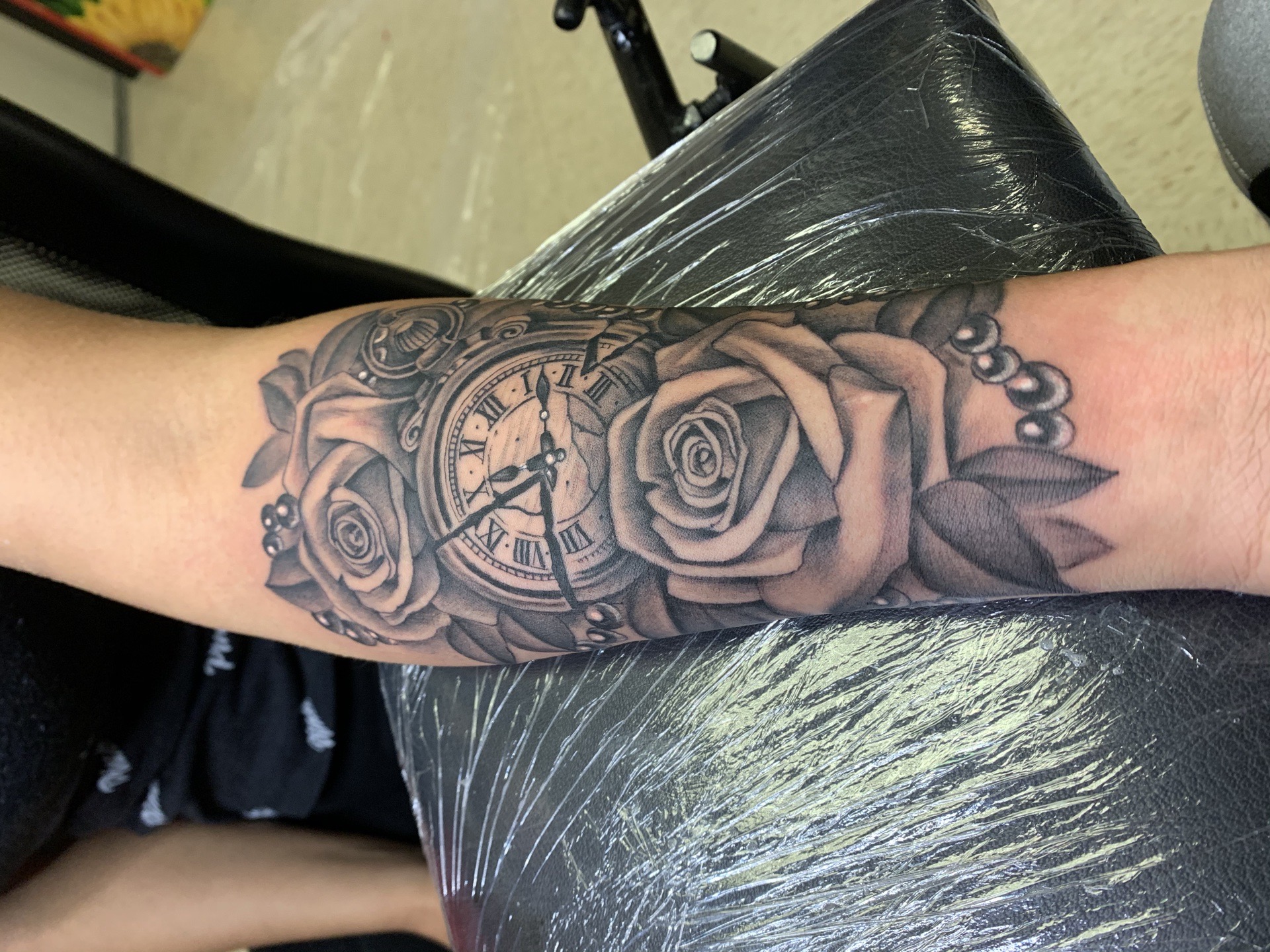 Black & Grey + Illustrative roses tattoo on Forearm by 100inkz on TattMe