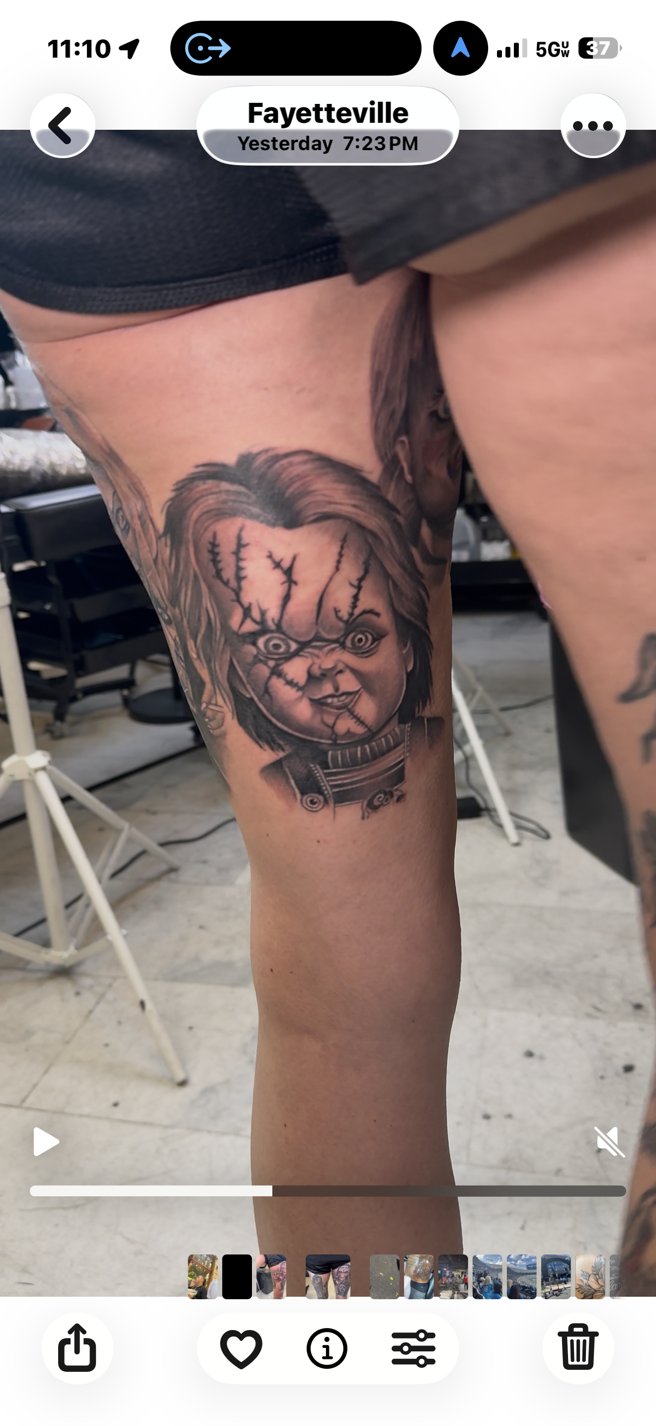 Black & Grey + Realism chucky tattoo on Thigh by 100inkz on TattMe