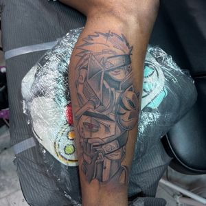 Anime + Black & Grey anime tattoo on Calf by 100inkz on TattMe