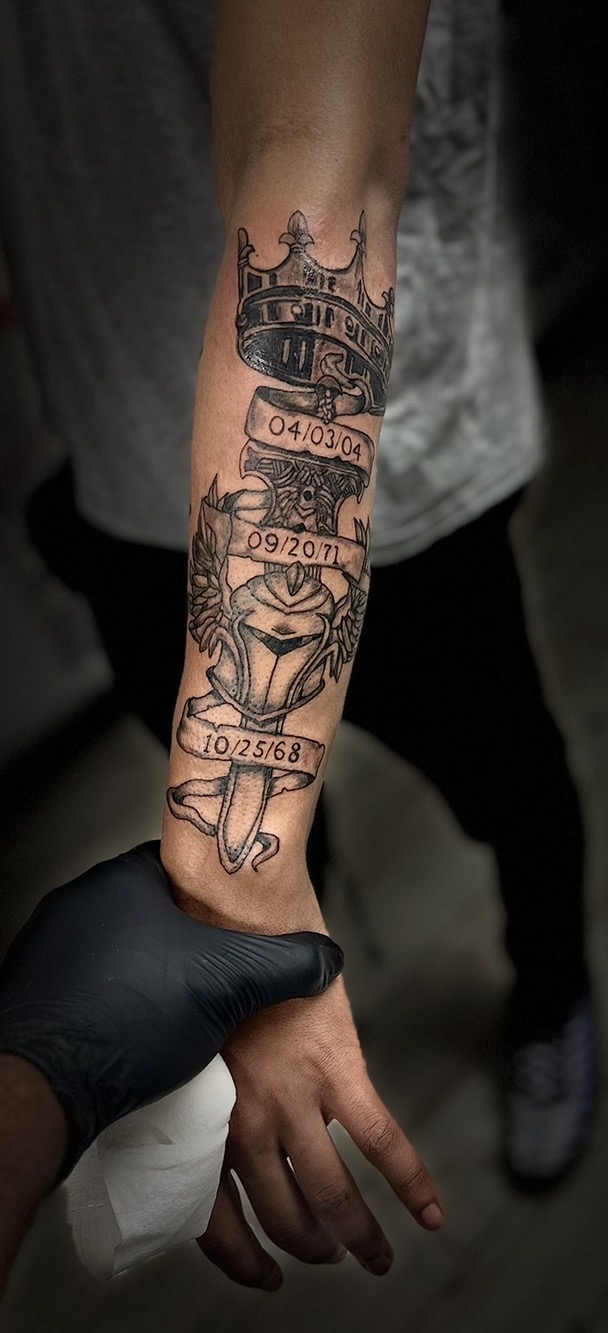 Black & Grey + Illustrative crown tattoo on Forearm by Patriarch_Tattoo_Company on TattMe