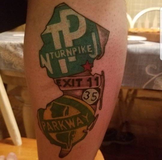 Color + Illustrative new jersey tattoo on Calf by LastWordArtistryInk on TattMe