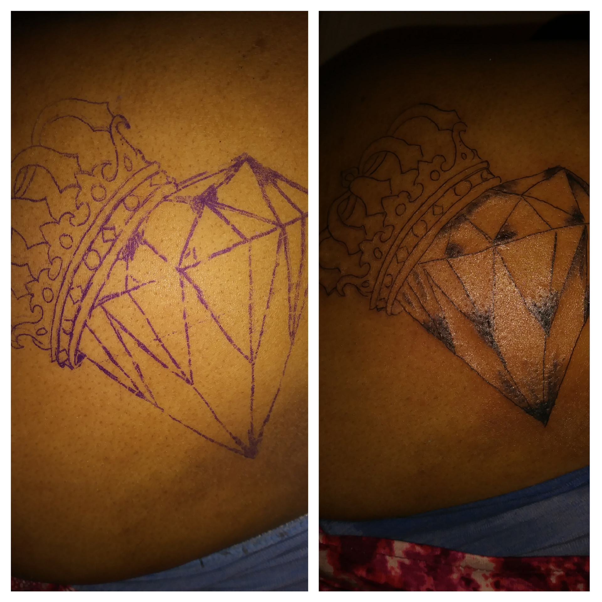 Fine Line + Black & Grey diamond tattoo on Shoulder Blade by LastWordArtistryInk on TattMe