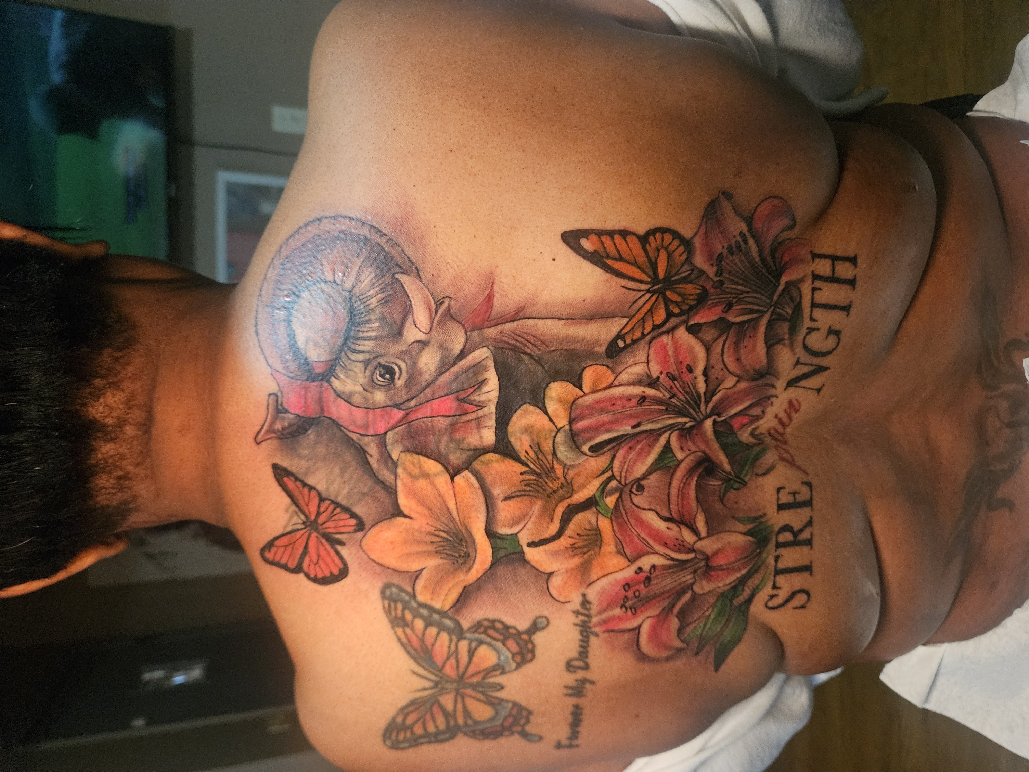 Illustrative + Color elephant tattoo on Upper Back by Jacob_Love_TD on TattMe