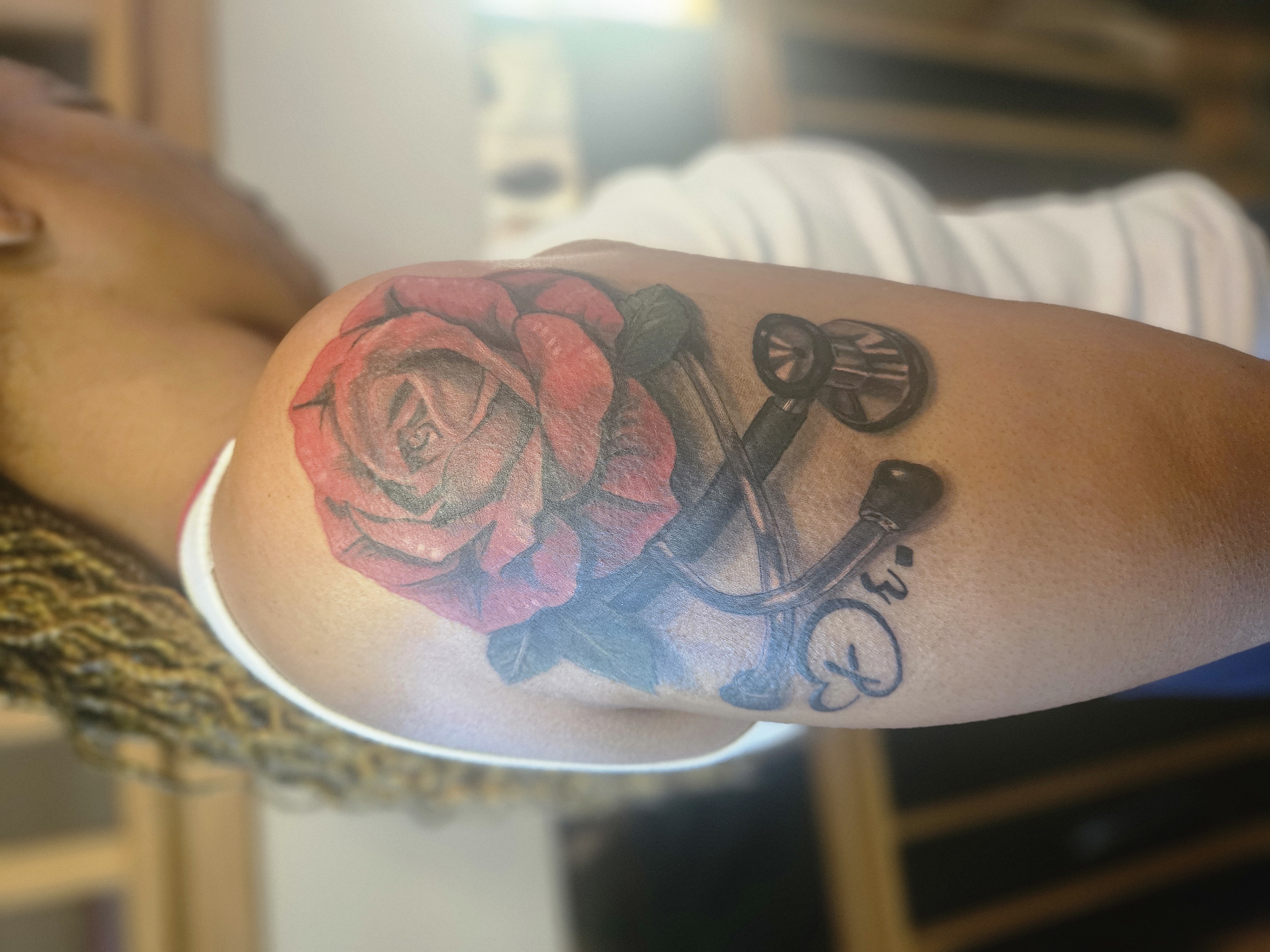 Realism + Floral rose tattoo on Upper Arm by Jacob_Love_TD on TattMe