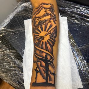 Black & Grey + Illustrative doves tattoo on Forearm by TaeDavinci on TattMe