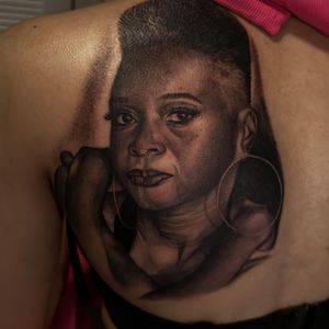 Realism + Black & Grey portrait tattoo on Shoulder Blade by D-Artist on TattMe