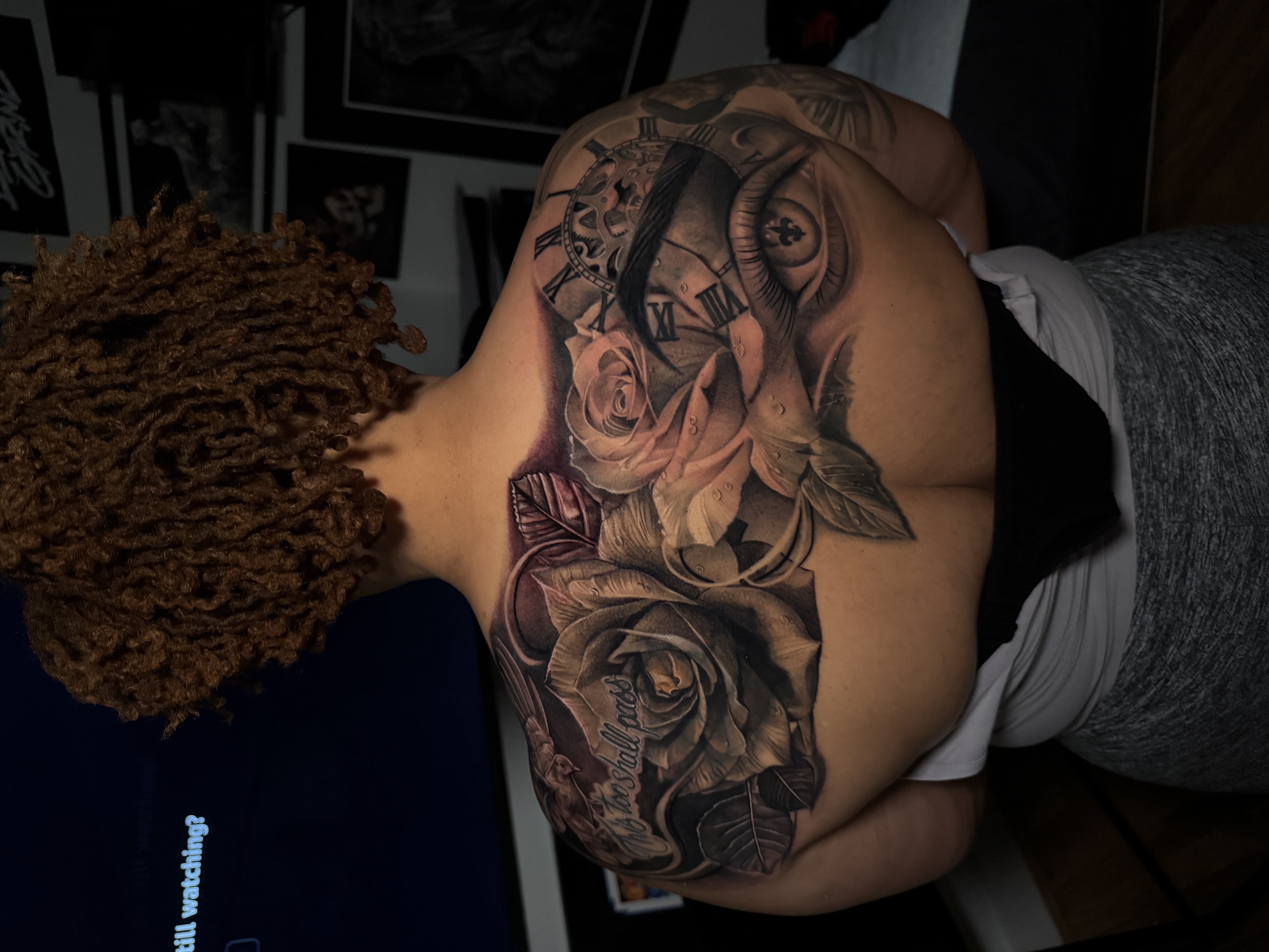 Black & Grey + Realism roses tattoo on Upper Back by D-Artist on TattMe