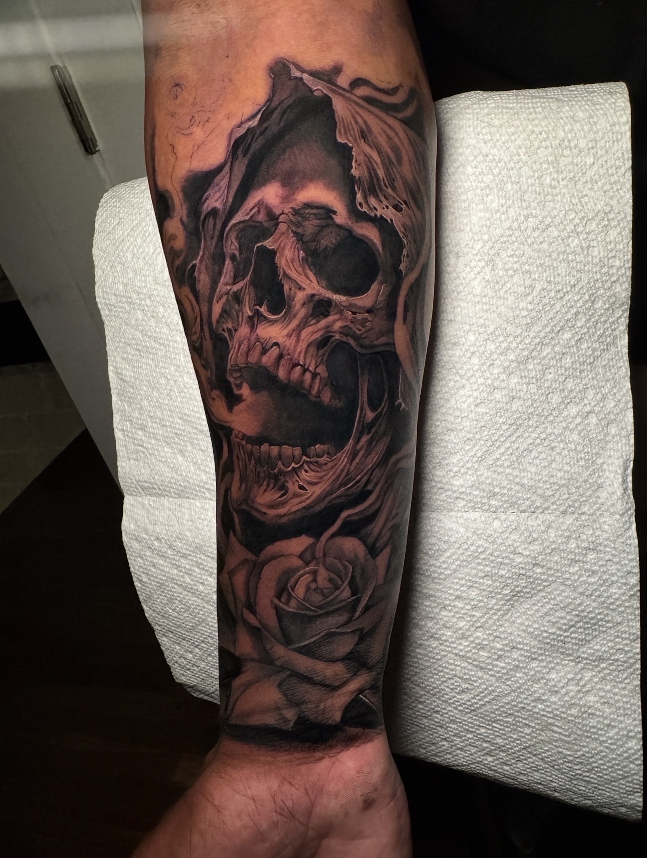 Black & Grey + Realism skull tattoo on Forearm by D-Artist on TattMe