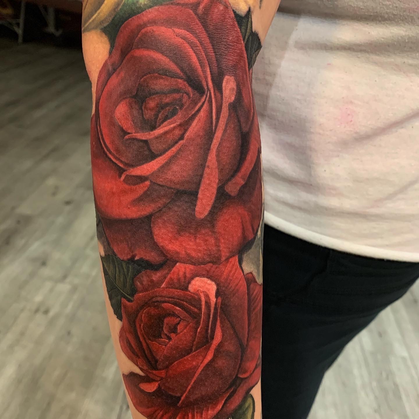 Color + Floral roses tattoo on Forearm by D-Artist on TattMe
