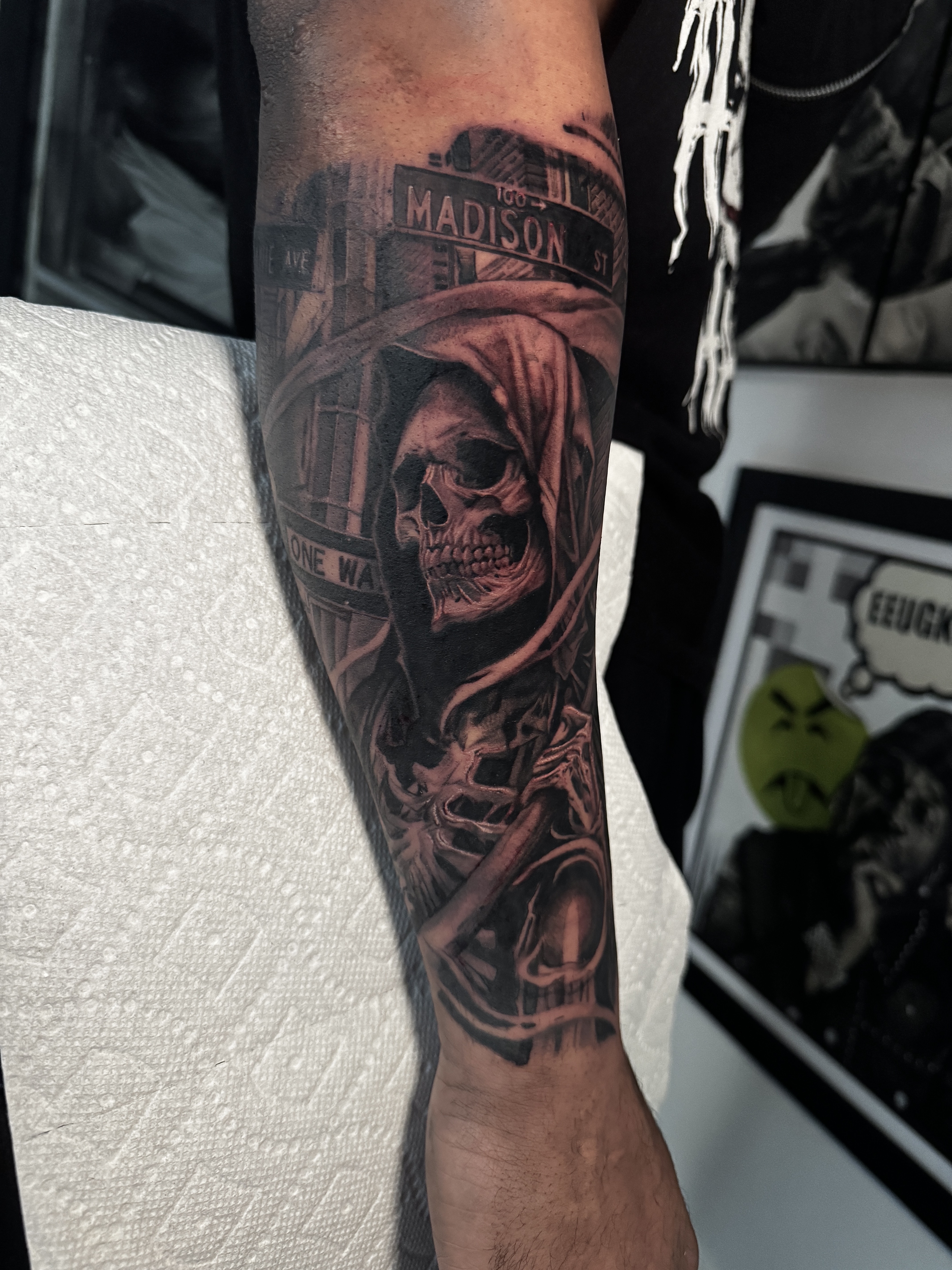 Black & Grey + Realism grim reaper tattoo on Forearm by D-Artist on TattMe