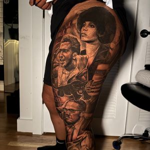 Realism + Portrait Realism portraits tattoo on Full Leg Sleeve by D-Artist on TattMe