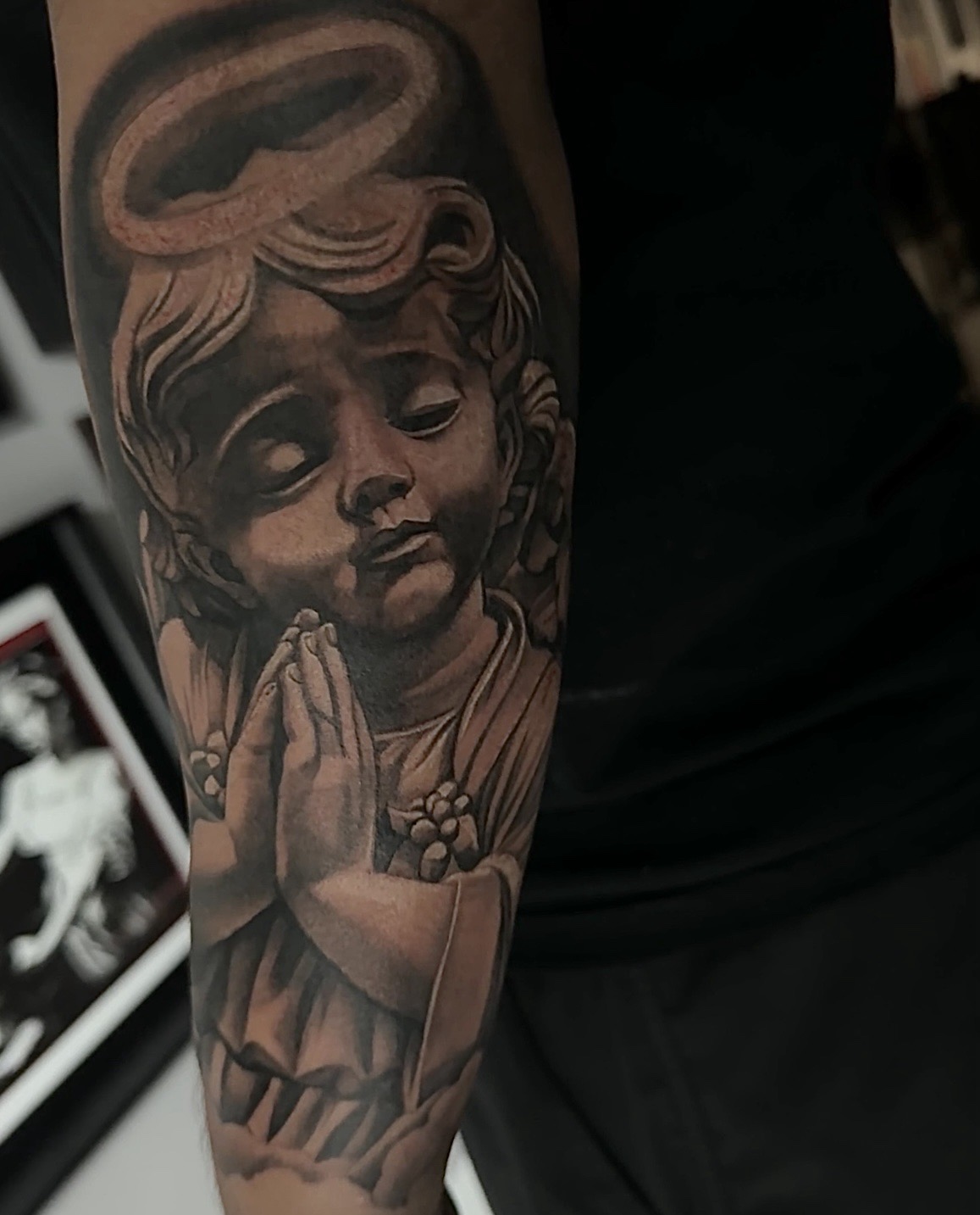 Black & Grey + Realism cherub tattoo on Forearm by D-Artist on TattMe