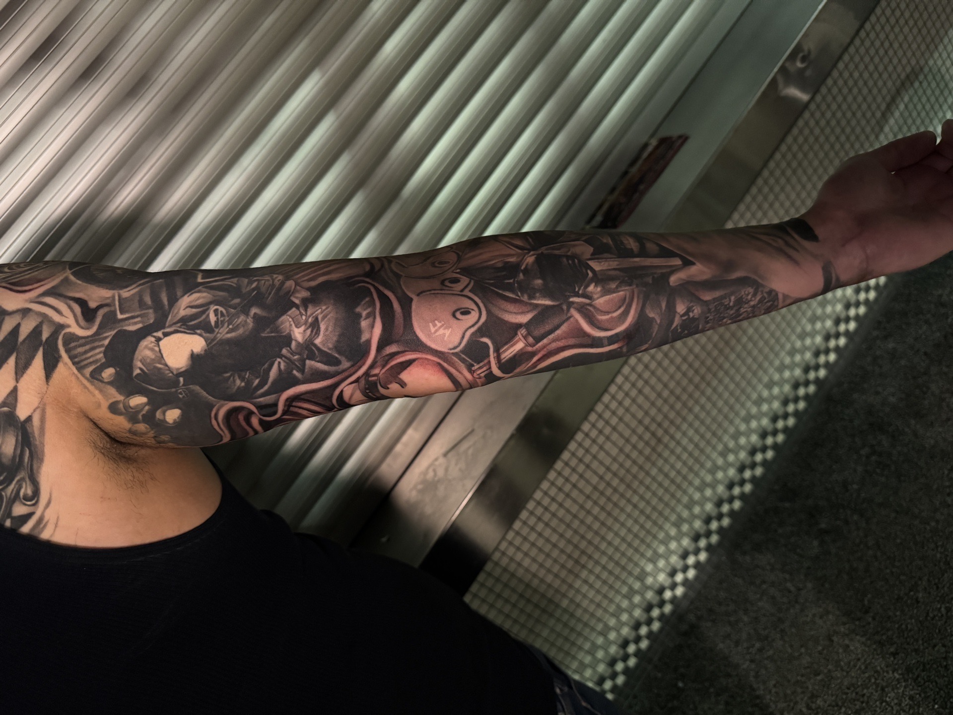 Black & Grey + Realism warrior tattoo on Full Sleeve by D-Artist on TattMe