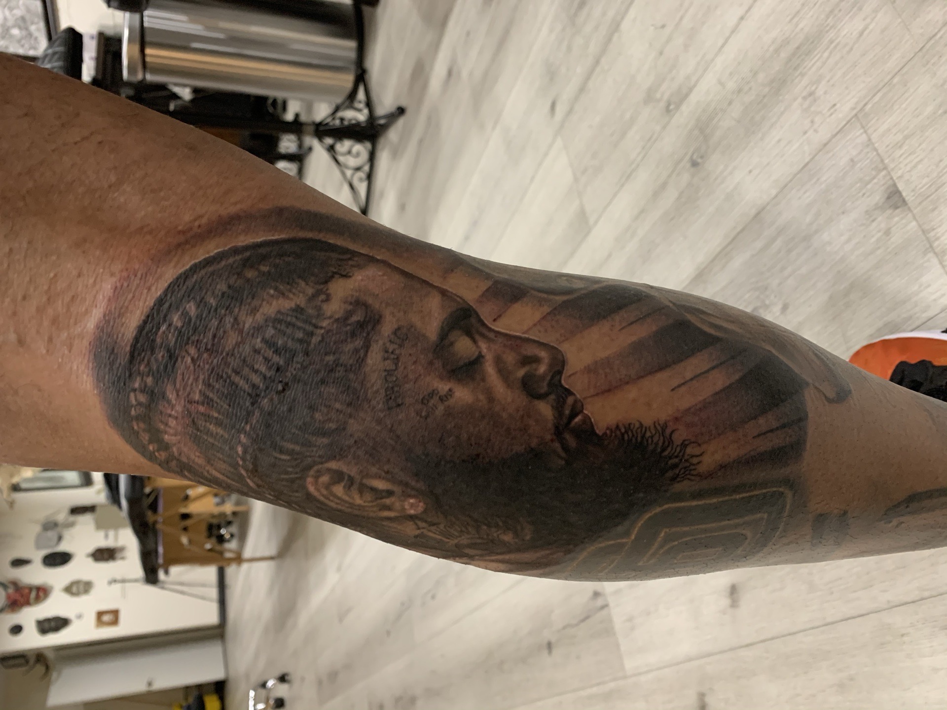 Black & Grey + Realism portrait tattoo on Knee by D-Artist on TattMe