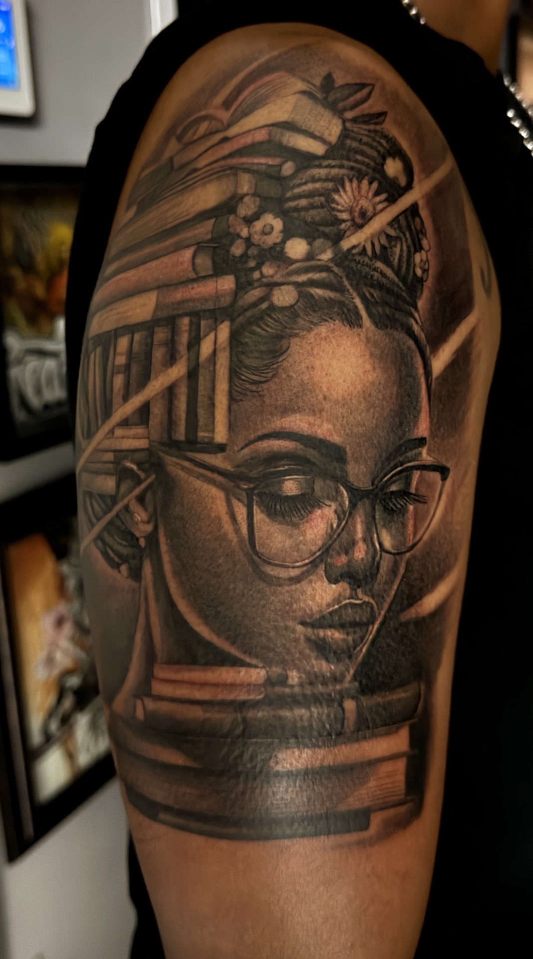 Black & Grey + Realism woman tattoo on Upper Arm by D-Artist on TattMe