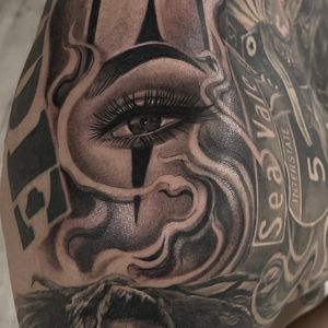 Black & Grey + Realism eye tattoo on Shoulder by D-Artist on TattMe