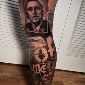 Black & Grey + Realism obama tattoo on Calf by D-Artist on TattMe
