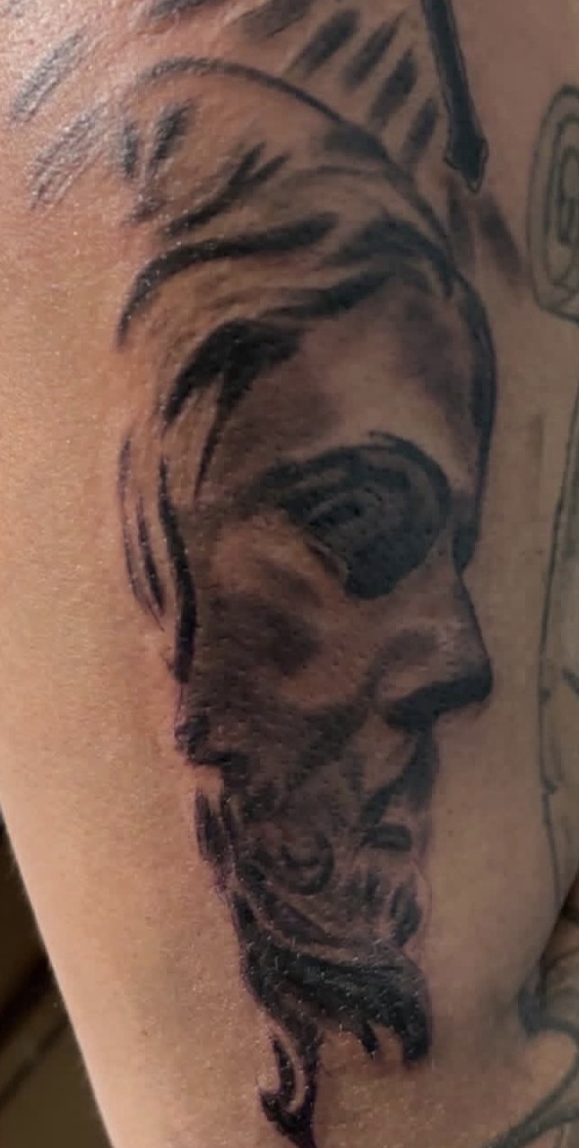Black & Grey + Realism face tattoo on Shoulder by gq_ink on TattMe
