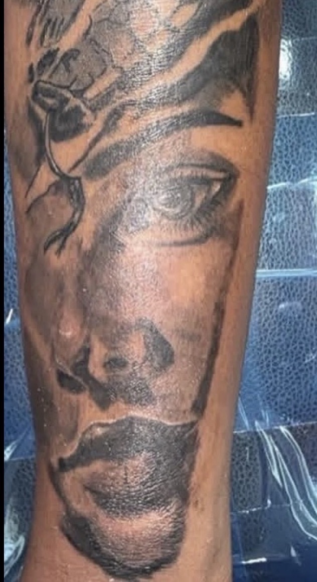Black & Grey + Realism face tattoo on Calf by gq_ink on TattMe