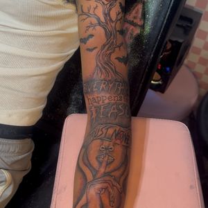 Illustrative + Black & Grey tree tattoo on Full Sleeve by InkhyTatts on TattMe